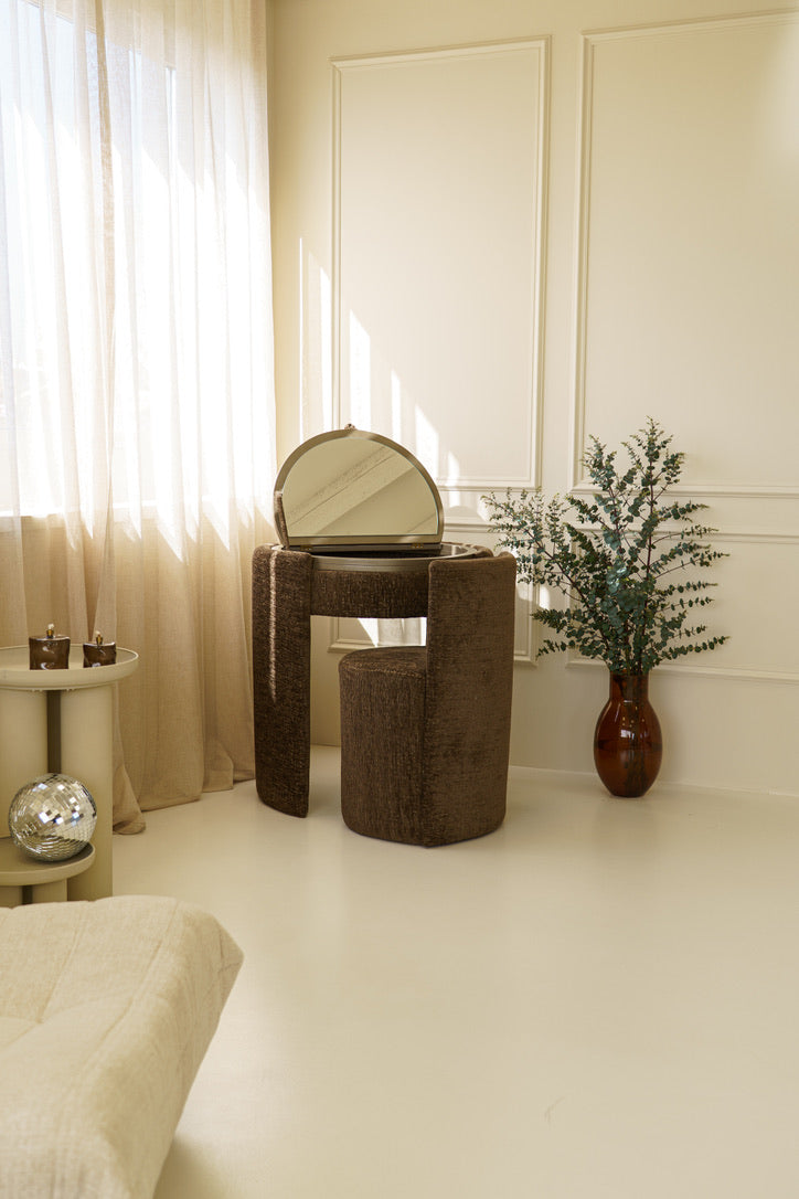 YOME Vanity Table Deep Mocha – Luxuriöser runder Makeup Table