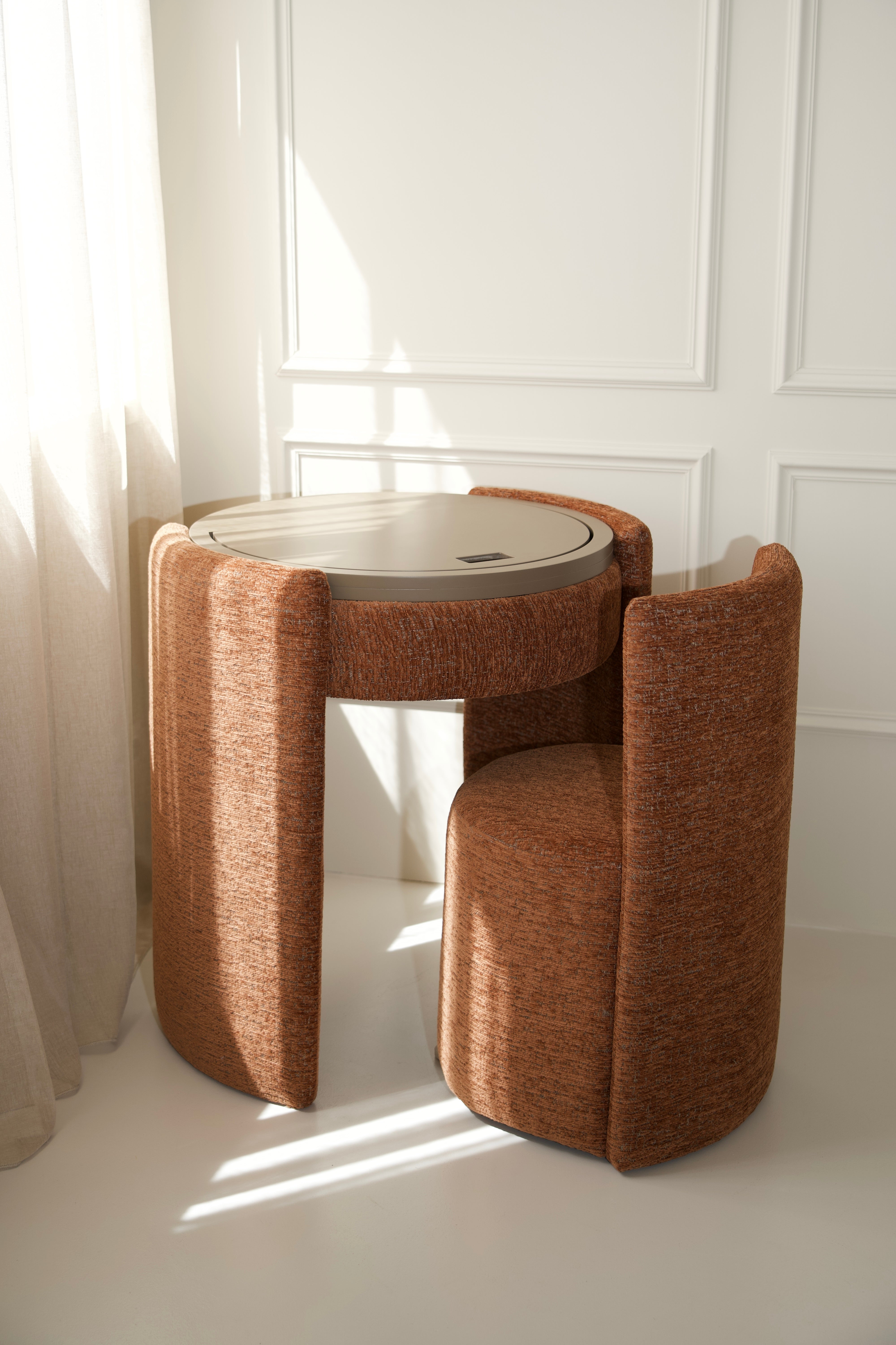 YOME Vanity Table Terracotta – Luxuriöser runder Makeup Table